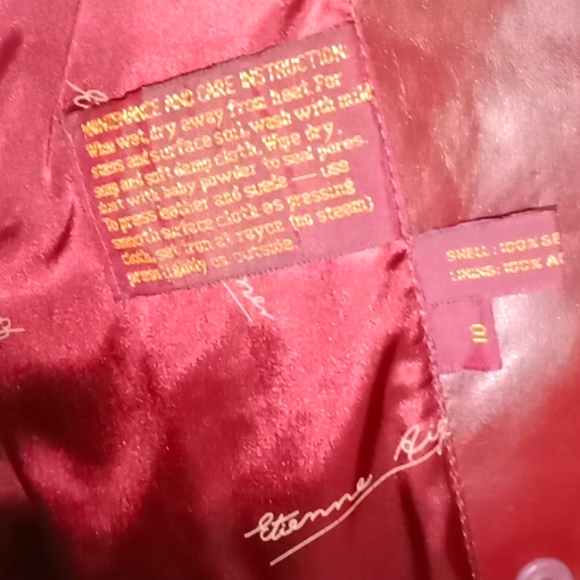COPY - Etienne Aigner Burgundy Size 10 Women's Leather Jacket - Picture 4 of 6
